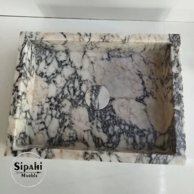 Menekşe Mermer Gizli Giderli Kare Lavabo Menekşe Mermer Gizli Giderli Kare Lavabo