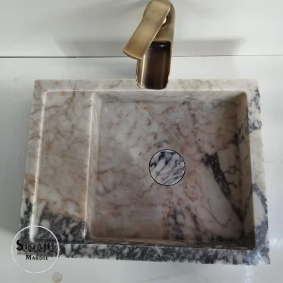 Menekşe Mermer Gizli Giderli Köşeli Lavabo Menekşe Mermer Gizli Giderli Köşeli Lavabo
