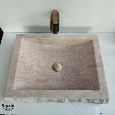 Klasik Traverten Doğal Patlatma Lavabo Klasik Traverten Doğal Patlatma Lavabo