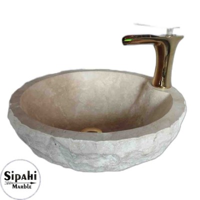 Traverten Batarya Çıkışlı Dışı Patlatma Lavabo Traverten Batarya Çıkışlı Dışı Patlatma Lavabo