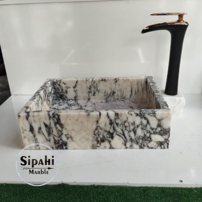Menekşe Mermer Gizli Giderli Kare Lavabo Menekşe Mermer Gizli Giderli Kare Lavabo