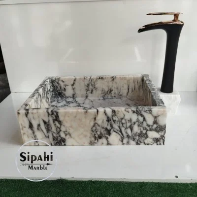 Menekşe Mermer Gizli Giderli Kare Lavabo Menekşe Mermer Gizli Giderli Kare Lavabo