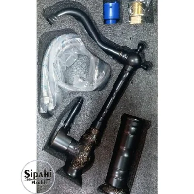 Siyah Bronz İşlemeli Çanak Lavabo Bataryası -Uzun Siyah Bronz İşlemeli Çanak Lavabo Bataryası -Uzun