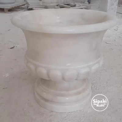 Afyon Beyaz Mermer Saksı Afyon Beyaz Mermer Saksı