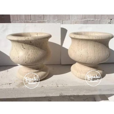 Traverten Doğal Dizayn Saksı Traverten Doğal Dizayn Saksı