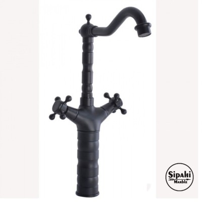 Siyah Çanak Lavabo Bataryası - Çift Kollu Siyah Çanak Lavabo Bataryası - Çift Kollu