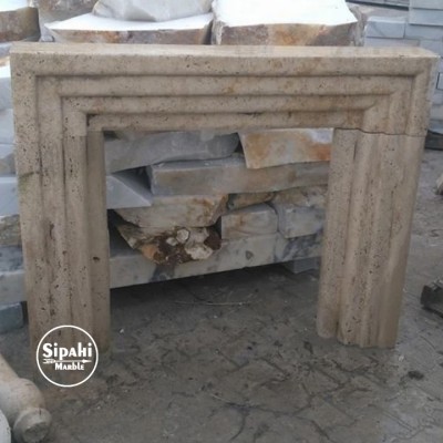 Traverten Eskitme Kat Kat Desenli Şömine Traverten Eskitme Kat Kat Desenli Şömine