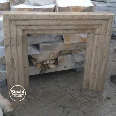 Tumbled Travertine Laminated Design Fireplace