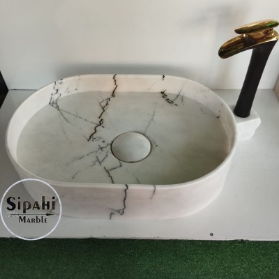 Menekşe Mermer Gizli Giderli Oval Lavabo Menekşe Mermer Gizli Giderli Oval Lavabo