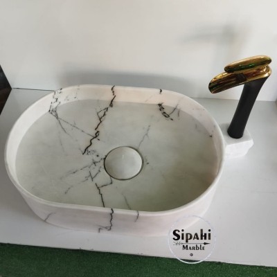 Menekşe Mermer Gizli Giderli Oval Lavabo Menekşe Mermer Gizli Giderli Oval Lavabo