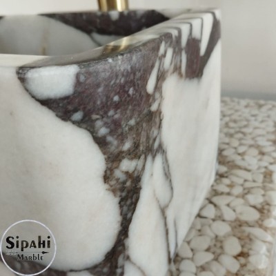 Menekşe Mermer Köşeli Mini Lavabo Menekşe Mermer Köşeli Mini Lavabo