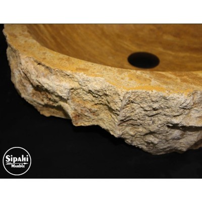 Sarı Traverten Doğal Patlatma Lavabo Sarı Traverten Doğal Patlatma Lavabo