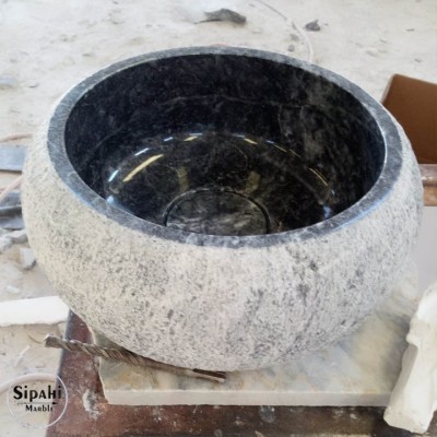 Siyah Mermer Düz Kenar Dışı Dizayn Bombeli Mini Lavabo Siyah Mermer Düz Kenar Dışı Dizayn Bombeli Mini Lavabo