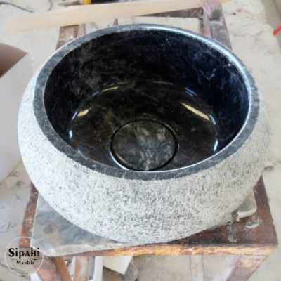 Siyah Mermer Düz Kenar Dışı Dizayn Bombeli Mini Lavabo Siyah Mermer Düz Kenar Dışı Dizayn Bombeli Mini Lavabo