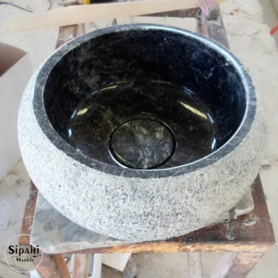 Siyah Mermer Düz Kenar Dışı Dizayn Bombeli Mini Lavabo Siyah Mermer Düz Kenar Dışı Dizayn Bombeli Mini Lavabo