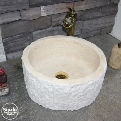 Traverten Dışı Dikey Patlama Mini Silindir Lavabo Traverten Dışı Dikey Patlama Mini Silindir Lavabo
