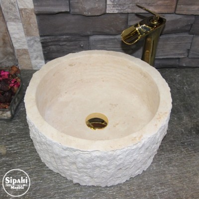 Traverten Dışı Dikey Patlama Mini Silindir Lavabo Traverten Dışı Dikey Patlama Mini Silindir Lavabo