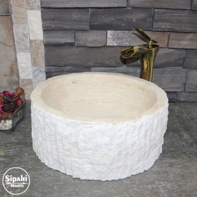 Traverten Dışı Dikey Patlama Mini Silindir Lavabo Traverten Dışı Dikey Patlama Mini Silindir Lavabo