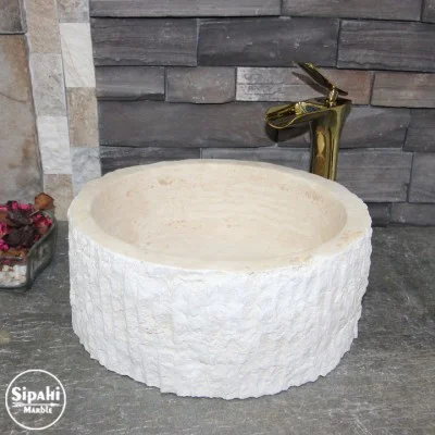 Traverten Dışı Dikey Patlama Mini Silindir Lavabo Traverten Dışı Dikey Patlama Mini Silindir Lavabo
