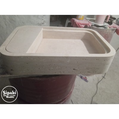Traverten Gizli Giderli Sabunluklu Oval Köşe Kare Lavabo Traverten Gizli Giderli Sabunluklu Oval Köşe Kare Lavabo