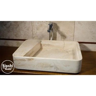Traverten Gizli Giderli Sabunluklu Oval Köşe Kare Lavabo Traverten Gizli Giderli Sabunluklu Oval Köşe Kare Lavabo