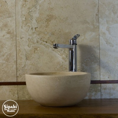 Traverten Yuvarlak Mini Lavabo Traverten Yuvarlak Mini Lavabo