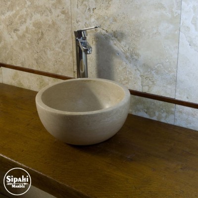 Traverten Yuvarlak Mini Lavabo Traverten Yuvarlak Mini Lavabo