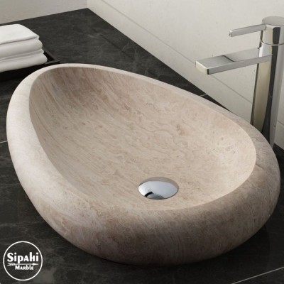 Traverten Çakıl Taşı Model Lavabo Traverten Çakıl Taşı Model Lavabo