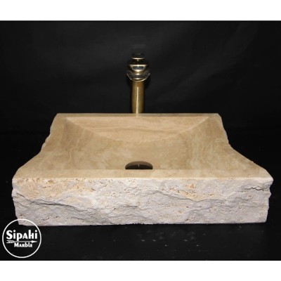 Traverten Şekilsiz Kare Lavabo Traverten Şekilsiz Kare Lavabo