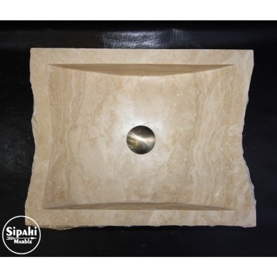 Traverten Şekilsiz Kare Lavabo Traverten Şekilsiz Kare Lavabo