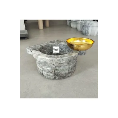 Ateş Grisi Mini Kavun Dilimli Köşe Kurna