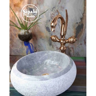 Gri Mermer Dışı Taramalı Bombeli Lavabo Gri Mermer Dışı Taramalı Bombeli Lavabo