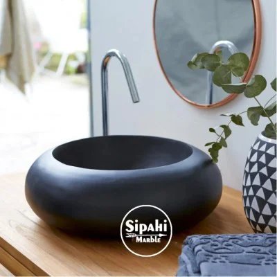 Bazalt Siyah Bombeli Lavabo Bazalt Siyah Bombeli Lavabo