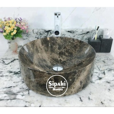 Dark Emperador Oval İç Yüzey Silindir Lavabo Dark Emperador Oval İç Yüzey Silindir Lavabo