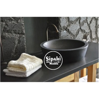 Bazalt Siyah Çanak Silindir Lavabo Bazalt Siyah Çanak Silindir Lavabo