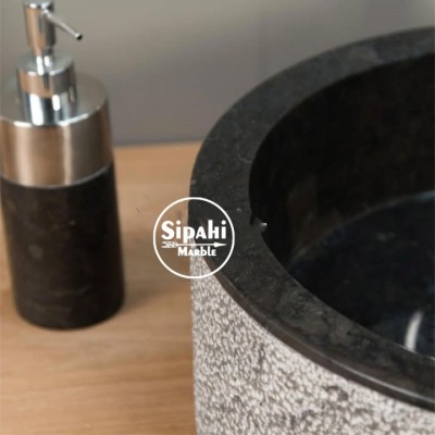 Akşehir Siyah Dışı Mucartalı Mermer Dizayn Silindir Lavabo Akşehir Siyah Dışı Mucartalı Mermer Dizayn Silindir Lavabo