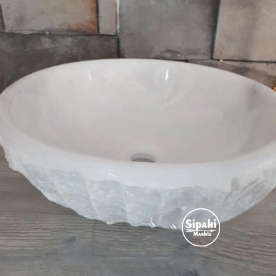 Kristal Beyaz Mermer Dışı Dikey Patlatma Çanak Lavabo Kristal Beyaz Mermer Dışı Dikey Patlatma Çanak Lavabo