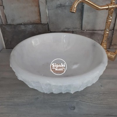 Kristal Beyaz Mermer Dışı Dikey Patlatma Çanak Lavabo Kristal Beyaz Mermer Dışı Dikey Patlatma Çanak Lavabo