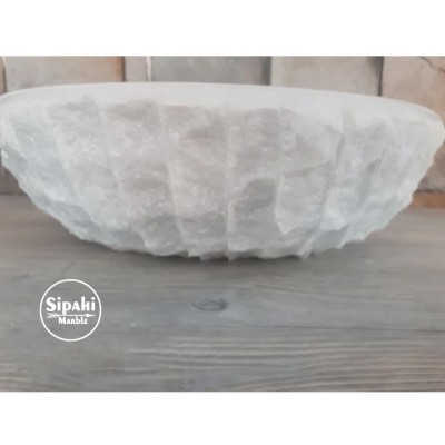 Kristal Beyaz Mermer Dışı Dikey Patlatma Çanak Lavabo Kristal Beyaz Mermer Dışı Dikey Patlatma Çanak Lavabo