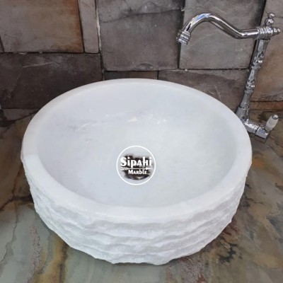Kristal Beyaz Mermer Dışı Patlatma Silindir Lavabo Kristal Beyaz Mermer Dışı Patlatma Silindir Lavabo