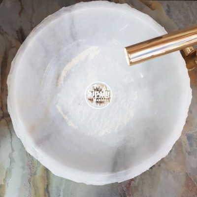 Kristal Beyaz Mermer Dışı Yatay Patlatma Bombeli Lavabo Kristal Beyaz Mermer Dışı Yatay Patlatma Bombeli Lavabo