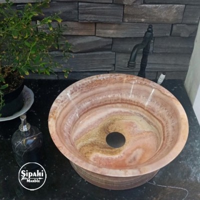 Onyx Mermer Pembe Dizayn Çanak Lavabo Onyx Mermer Pembe Dizayn Çanak Lavabo