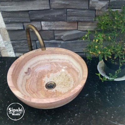 Pembe Oniks Çanak Lavabo Pembe Oniks Çanak Lavabo