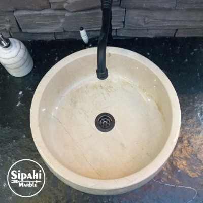 Bej Mermer Oval Silindir Lavabo Bej Mermer Oval Silindir Lavabo