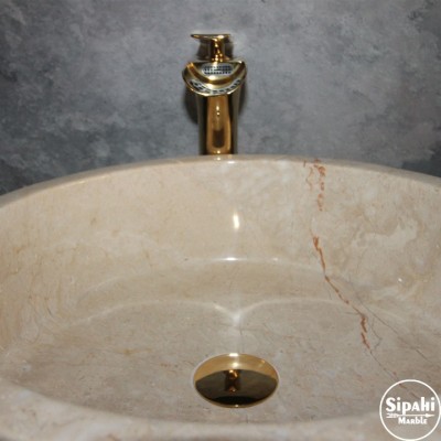 Bej Mermer Silindir Lavabo Bej Mermer Silindir Lavabo