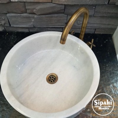 Beyaz Mermer Derin Silindir Lavabo Beyaz Mermer Derin Silindir Lavabo