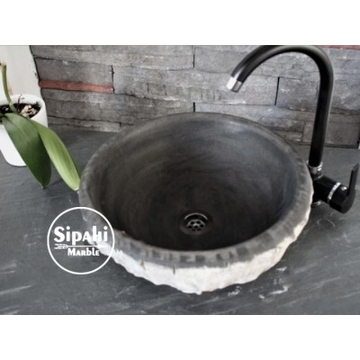 Bazalt Siyah Dışı Patlatma Çanak Lavabo Bazalt Siyah Dışı Patlatma Çanak Lavabo