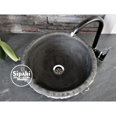Bazalt Siyah Dışı Patlatma Çanak Lavabo Bazalt Siyah Dışı Patlatma Çanak Lavabo