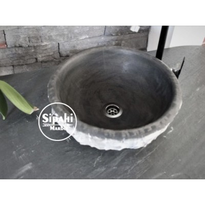 Bazalt Siyah Dışı Patlatma Çanak Lavabo Bazalt Siyah Dışı Patlatma Çanak Lavabo