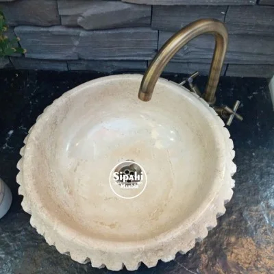Traverten Dışı Oluk Patlatma Çanak Lavabo Traverten Dışı Oluk Patlatma Çanak Lavabo